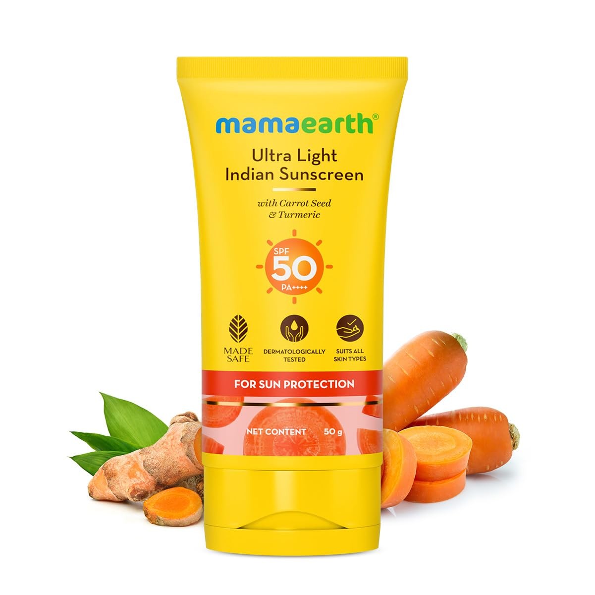 Mamaearth Sunscreen SPF 50 PA++++ 50g No White Cast Non-Greasy Quick Absorbing A