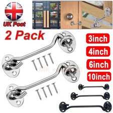 Stainless Steel Cabin Hook & Eye Latch Silent Lock Gate  Door Catch Holder 2Pack