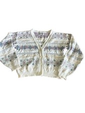 Vintage Cottagecore Knit Grandma Cardigan Granny Chic Pastel Made in USA Small