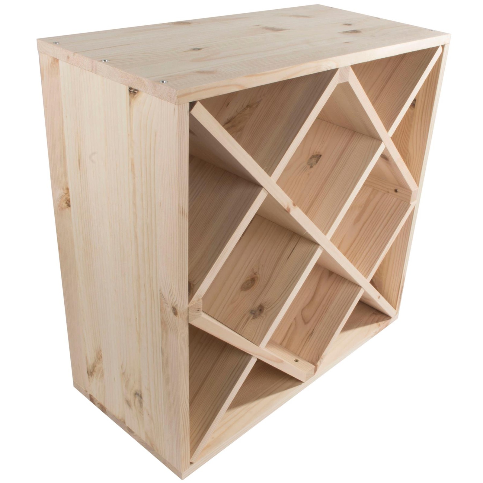 Square 24 Bottle Wine Rack Freestanding Cellar Storage Holder Unpainted Pine
