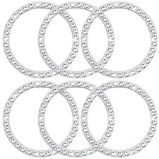 6 Pcs Car Bling Crystal Rhinestone Ring Emblem Sticker, Single Drainage Drill