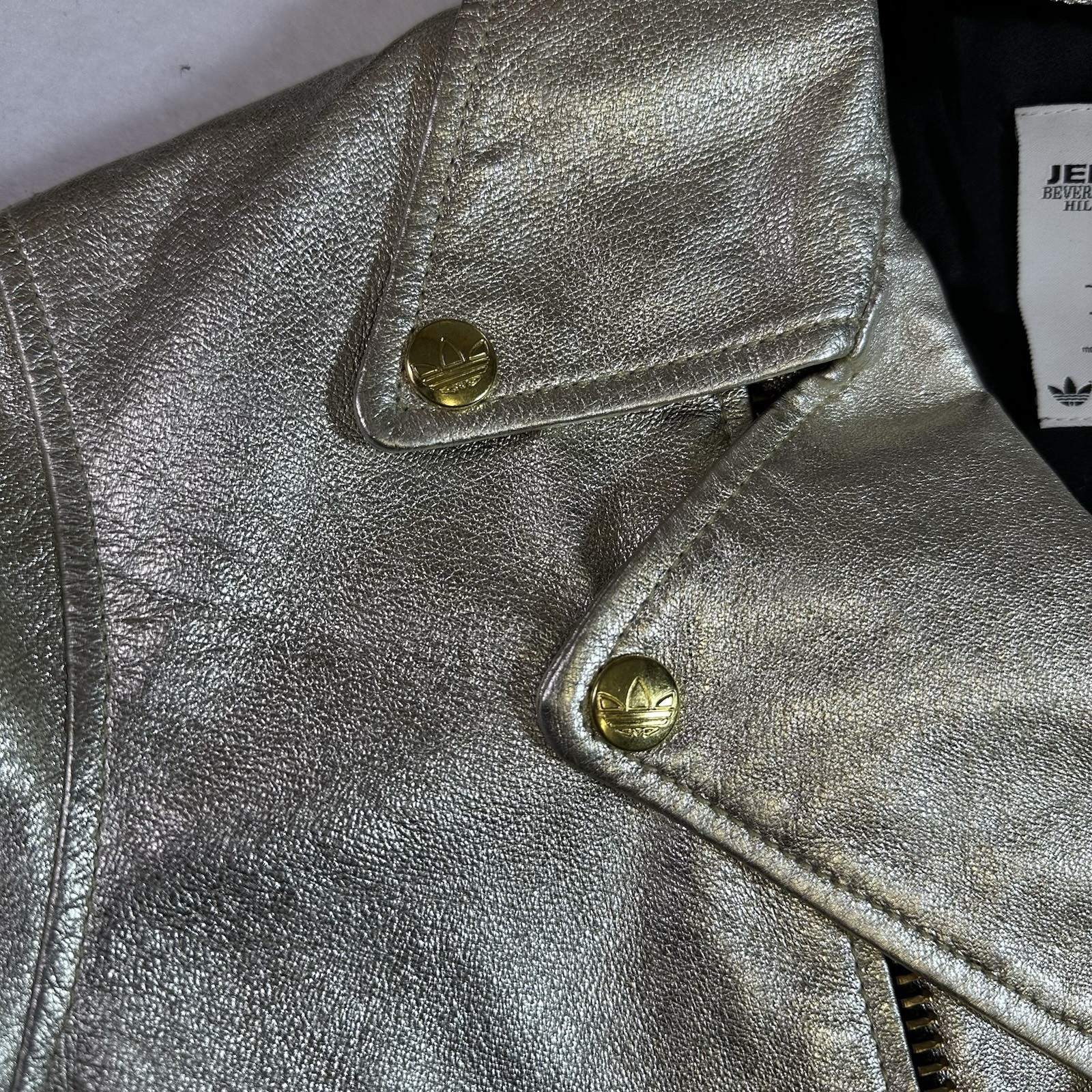 Adidas Jeremy Scott JS Leather Gold Biker Jacket Size Men’s Size X-Small Sample image 4