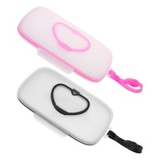 2 Pcs Baby Portable Wipes Box Wet Case with Lid Holder On-the-Go Dispenser