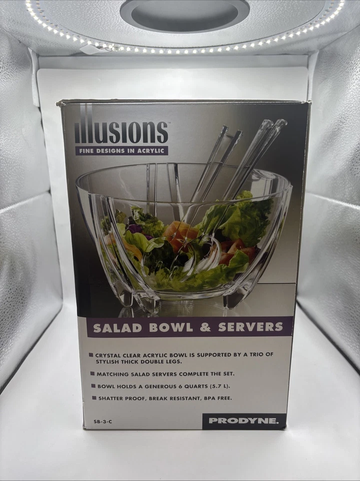 PRODYNE ILLUSIONS ACRYLIC 6 QT SALAD BOWL & SERVER NEW - Image 3 of 4
