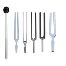 Tuning Fork Set, 5 Forks with Mallet, Aluminum, 256-512 Hz