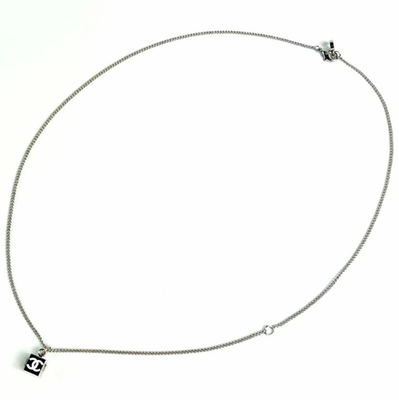 CHANELキューブ　ネックレス CHANEL White CC Logo Rhinestone Black Cube Necklace 24
