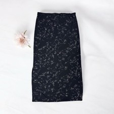 Black Flower Sparkly Skirt Vintage 90s Fairy Whimsigoth Goth Dark Romance Large