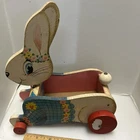 Vintage Fisher Price Peter Bunny Basket Box Pull Toy Missing String