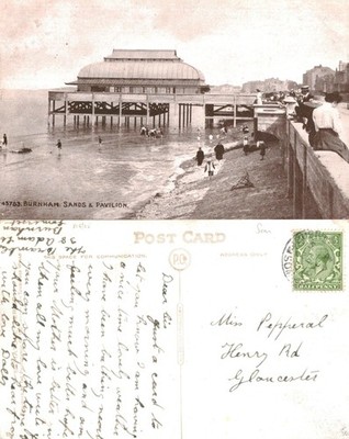 Alte Postkarte - Burnham-on-Sea Sands und Pavillon Somerset - VERSCHICKT