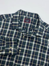 Untuckit Men’s 100% Cotton Slim Fit L/S Button Shirt Green/Blue Plaid • XL