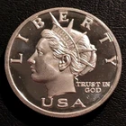 Norfed, 2000, American Liberty Currency, $10, Troy Ounce. 999 Silver Proof Round