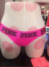 VS PINK Rare 2017 Bikini Panties NWT Thick Logo Band Extra Low Rise Pink Color S