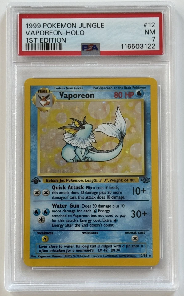 1999 Pokemon Jungle 1st Edition Vaporeon Holo 12/64 PSA 7 - Image 4 of 4