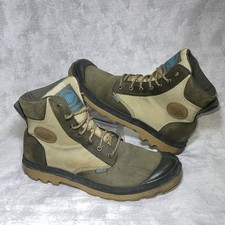 Palladium Waterproof Boots Mens 10.5 Combat Boots 73234-325-M Olive Tan Lace Up