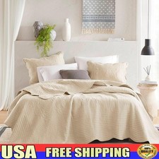 Coastal Quilt Set Embossed Damask Oversized Microfiber Cotton Coverlet New