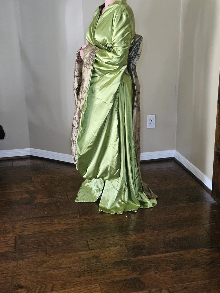 Disfraz de Cosplay Hecho a Mano Verde Seda Imperial Japonés 47 Ronin Mujer Talla S Foto 2 de 4
