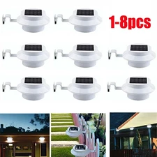 1-8x LED Solar Powered Gutter Light Outdoor/Garden/Yard/Wall/Fence/Pathway Lamp