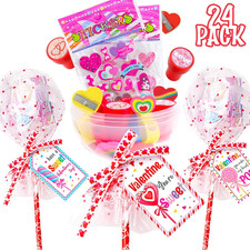 Regalos de San Valentín para niños - Paquete de 24 juegos de papelería gigantes en forma de piruleta con