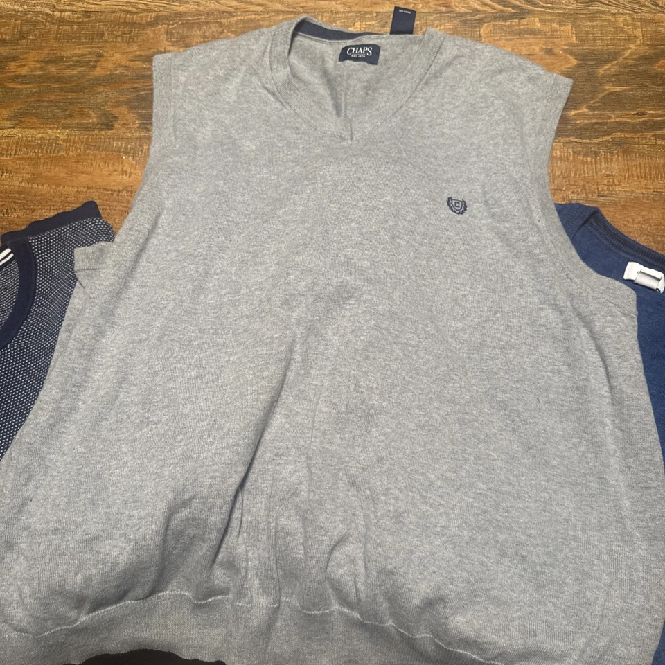 Lote De 5 Hombres XXL Suéter Suéter Chaleco Antiguo Azul Marino Náutica Chaps Tommy Hilfiger Foto 4 de 4