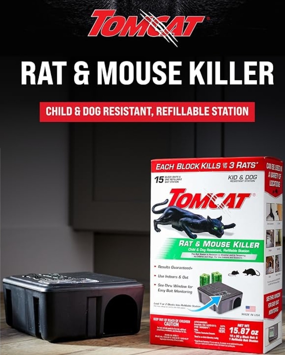 CASE OF 4! Tomcat Rat & Mouse Killer, 1 Station & 15 Bait Blocks in Each Box