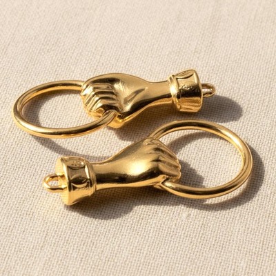Hand Holding Ring Connector Gold Plated: Charm Holder Boho Pendant 2-Pack