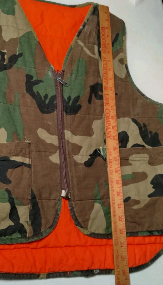 Chaleco de Caza Vintage Grande Reversible Bosque Camuflaje Seguridad Naranja Foto 4 de 4
