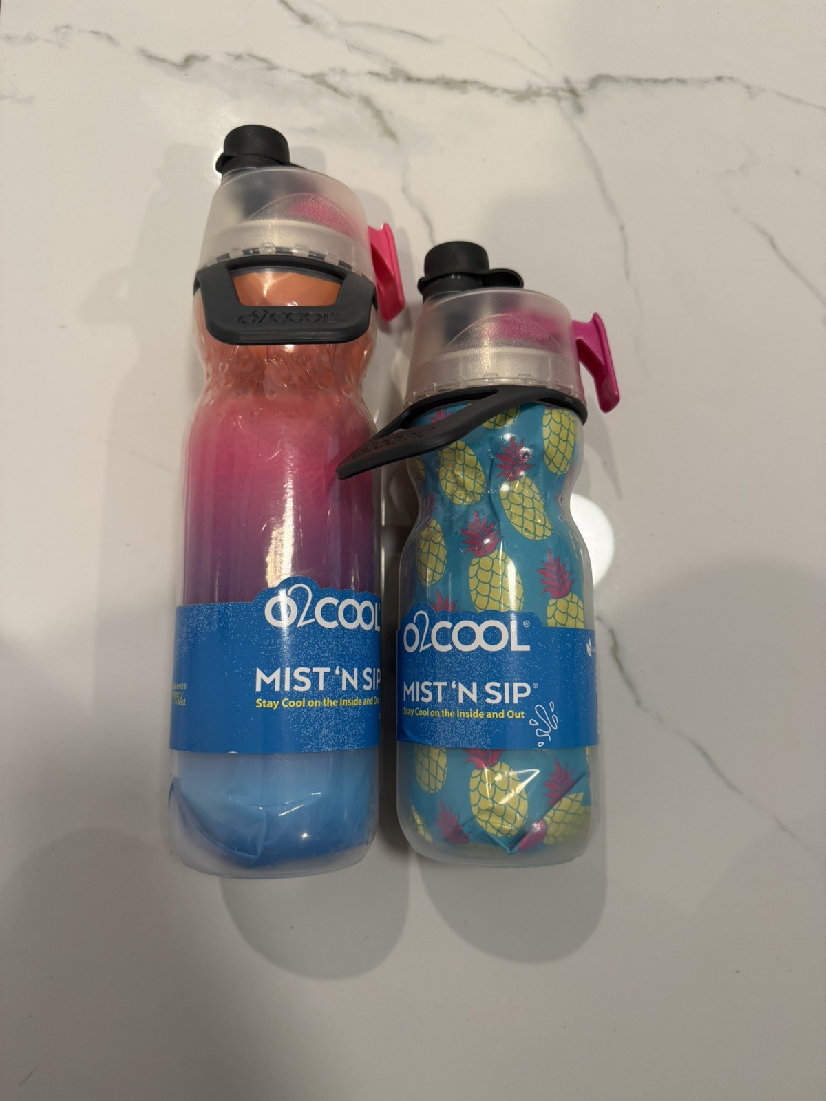 Lot of 2! O2COOL Insulated Mist 'N Sip Misting - 16oz &20oz 