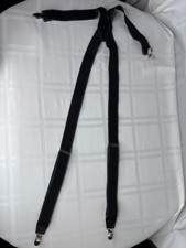 MENS HEAVY DUTY X SHAPE ELASTIC SUSPENDERS TROUSER CLIPS Black