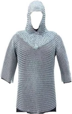 Medieval Chain Mail Shirt and Coif Armor Set and Shirt