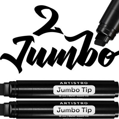 2 Black Acrylic Paint Markers 15mm Jumbo-Tip Paint Pens For Crafting Art
