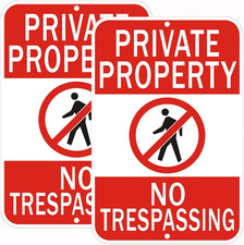 2Pack Private Property No Trespassing Sign, 18 X 12 Inches, Reflective Aluminum,