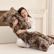 Fluffy Body Pillow for Adults, Fuzzy Faux Fur Long Pillow with Shredded Memor...
