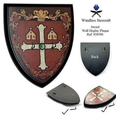 21 cm x 24 cm Mittelalter Schild Holz Wandaufsteller Plakette für Schwert, Dolch oder Axt