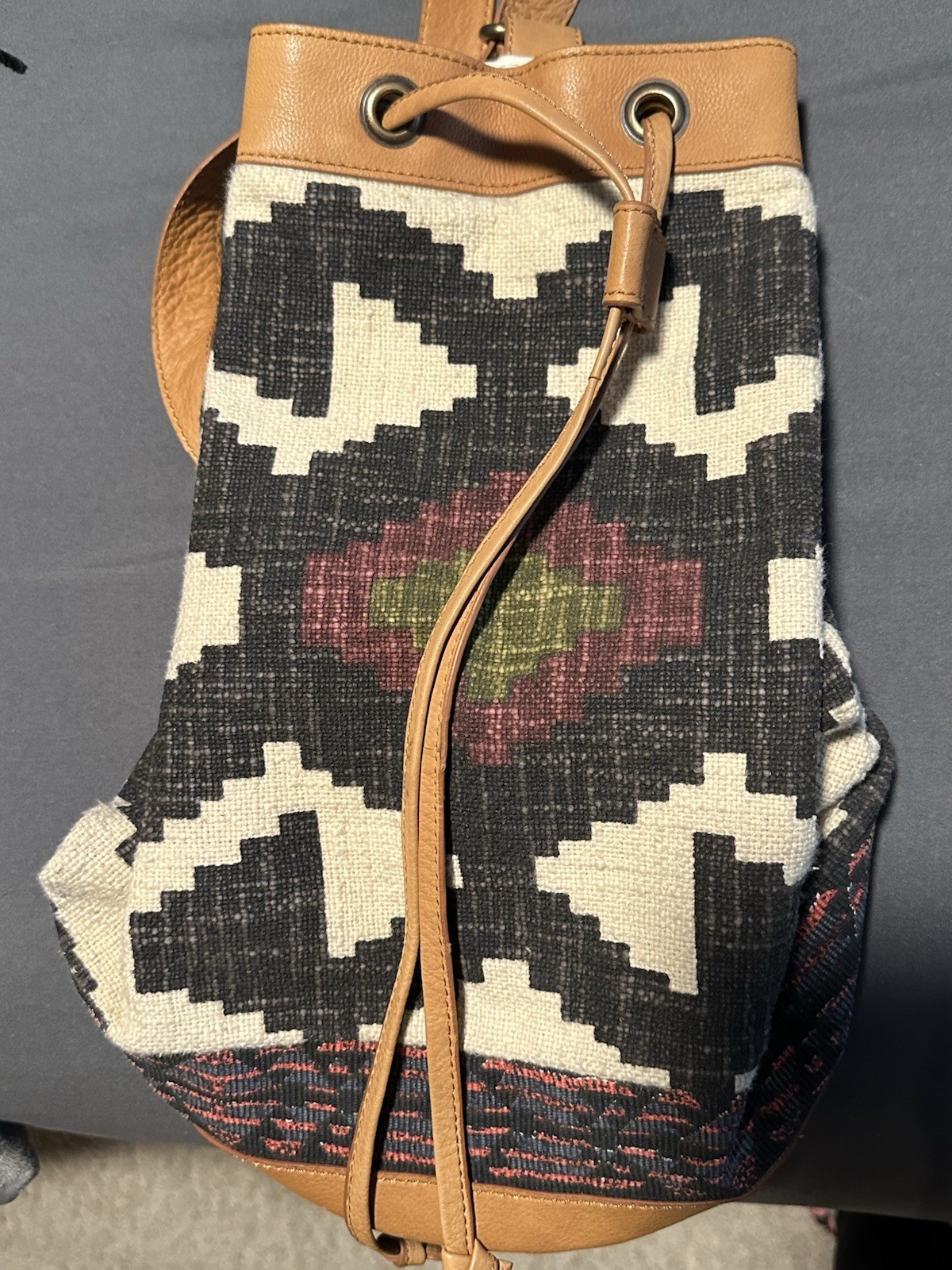 Free People Geometric Pattern Drawstring Bucket B… - image 4