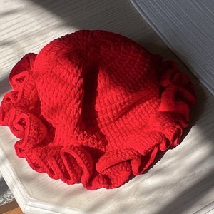 Handmade Red Crochet Bucket Bonnet Hat 100% Cotton (X004GENLI5)