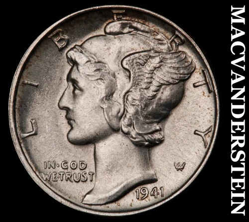 1941 Mercury Dime- Silver- Choice Gem Brilliant Uncirculated++++ Luster #J1016