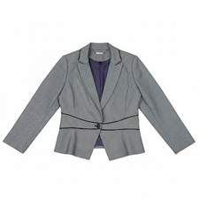 White House Black Market Houndstooth Peplum Blazer Jacket Black White Size 10