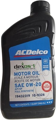 8 Quarts - ACDelco FULL SYNTHETIC SAE 0W-20 GEN 3 Dexos1 Motor Oil