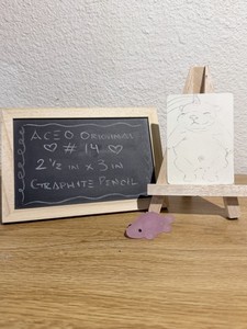 ACEO Original Pibble Unicorn Drawing Graphite Pencil 2.5 x 3 in