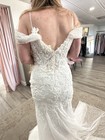 Nox Anabel JE1063L White Tulle Lace Applique Mermaid V-Neck Train Dress — photo 3