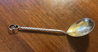#ad ANTIQUE RUSSIAN GILDED SILVER SERVING SPOON 916 $132.95