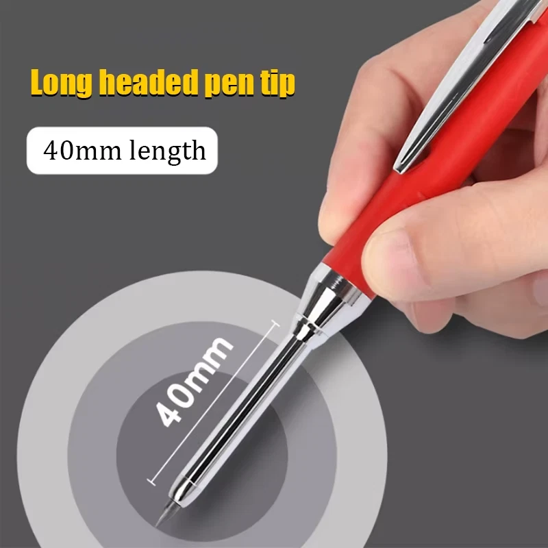 Lápiz de carpintero macizo de agujero profundo con tapa de lápiz y 100 piezas de plomo de 2,8 mm 2B, madera Foto 3 de 4