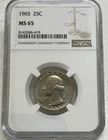 1965 Washington Quarter 25c NGC MS65 Mint State Uncirculated