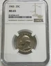 1965 Washington Quarter 25c NGC MS65 Mint State Uncirculated