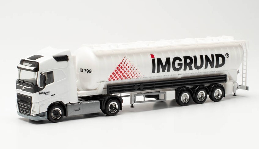 Maquette Volvo FH Herpa remorque silo aspirant miniature HO pour diorama