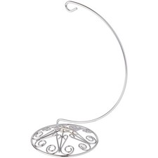 Ornate Silver Ornament Stand Medium 8.25x4x4 Inch Display Holder