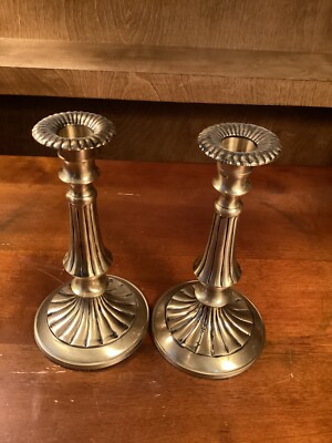 Vintage Gatco Solid Brass Candlesticks Pair Of Candleholders Made in India