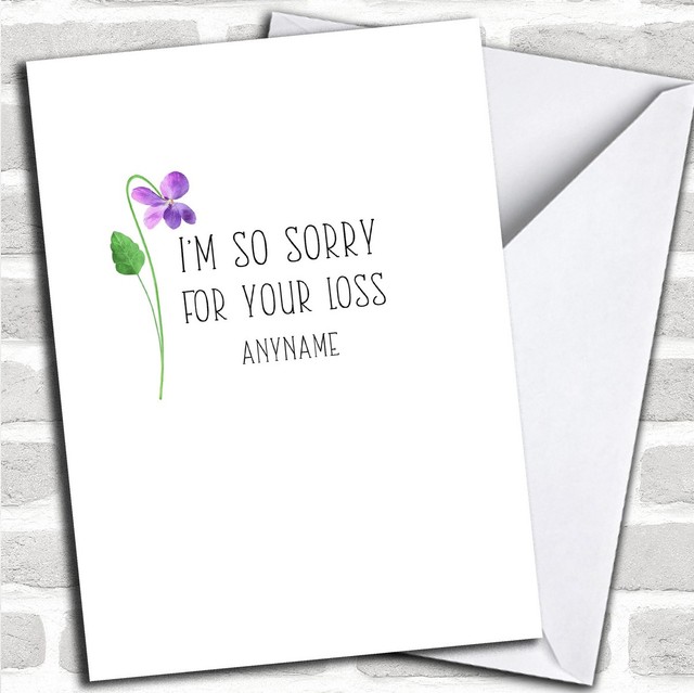Personalized Sorry For Your Loss Single Flower Sympathy Card eBay