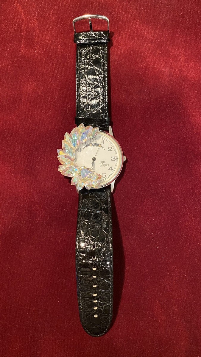 Vintage Erica Courtney Watch, Half Moon Rhinestone Accent  display picture 2
