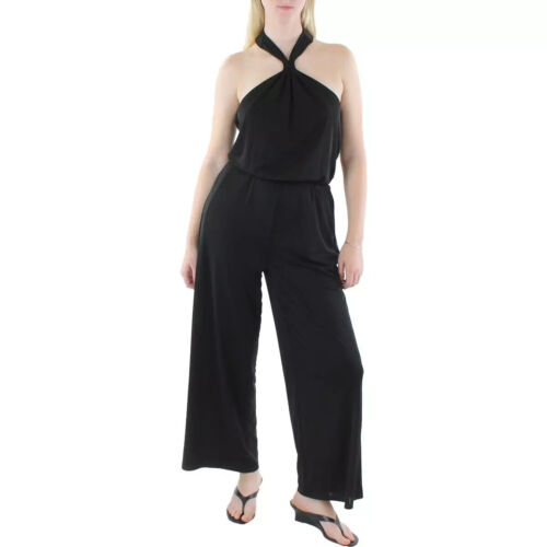 INC Damen schwarz gefüttertes breites Bein zum Anziehen, Neckholder Pullover Größe L DEFEKT